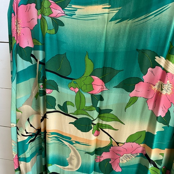 Turquoise Bohemian Crane Floral Kimono Robe - Picture 12 of 12
